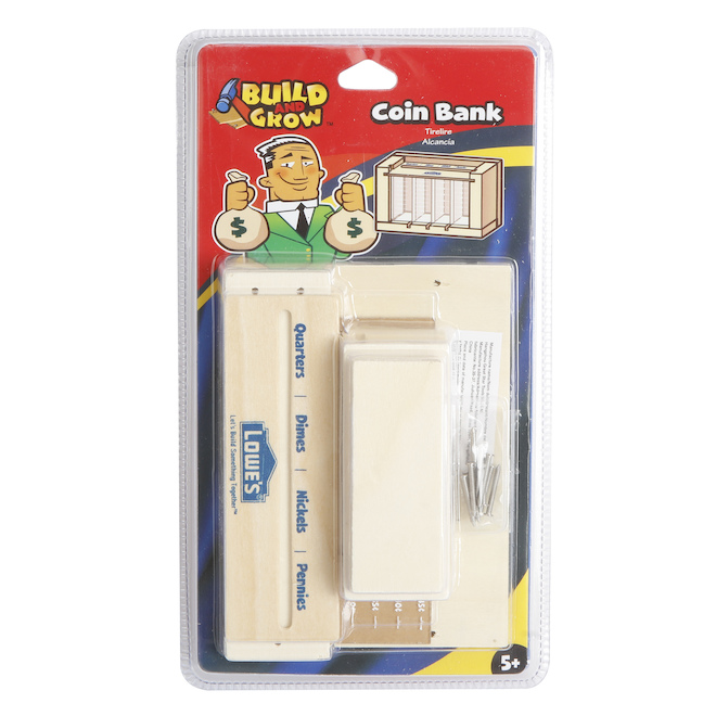 Build and Grow Kid's Wooden Coin Bank Building Kit