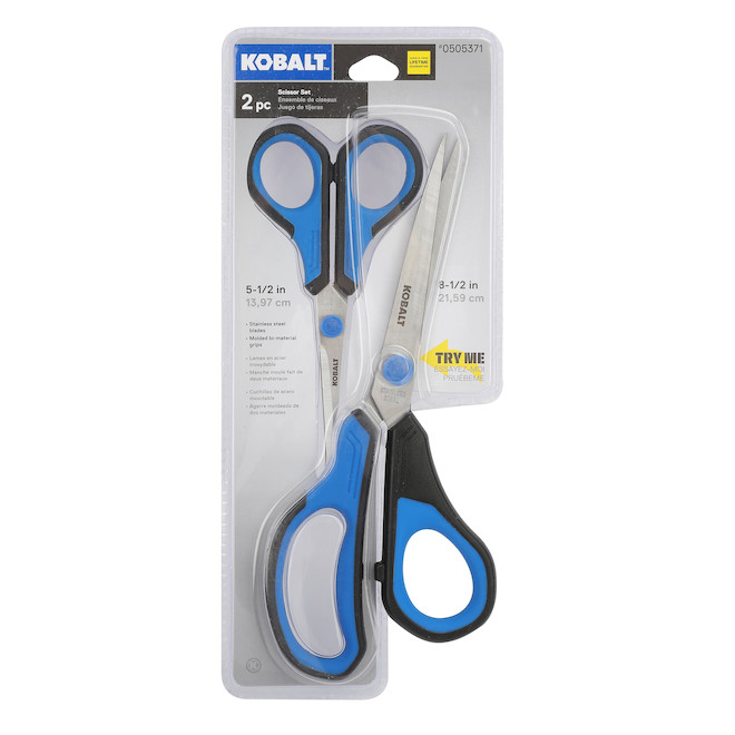 Kobalt Steel Scissor Set of 2 - Black and Blue