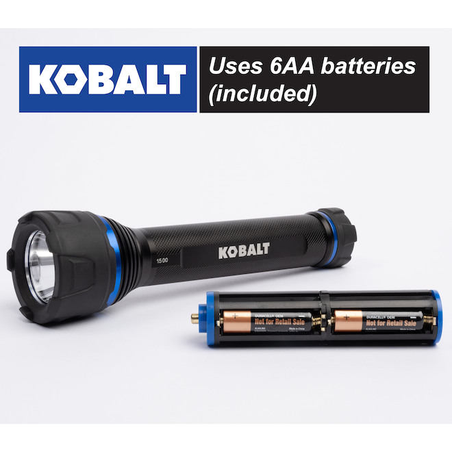 Kobalt Virtually Indestructible Waterproof - 1500 Lumens LED Flashlight (Batteries Included)