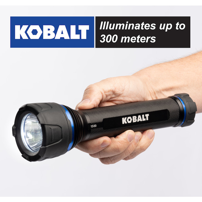 Kobalt Virtually Indestructible Waterproof - 1500 Lumens LED Flashlight (Batteries Included)