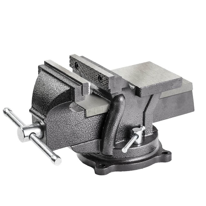 RONA 4-in Jaw Cast Iron Heavy-Duty Grey Bench Vise w/ Swivel Base