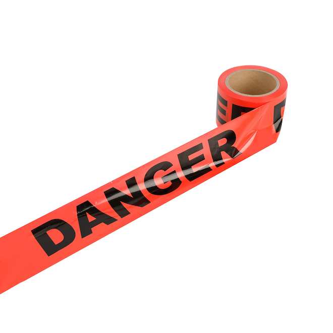 VALU+ Safety Tape with Text DANGER 3-in x 300-ft - Red and Black