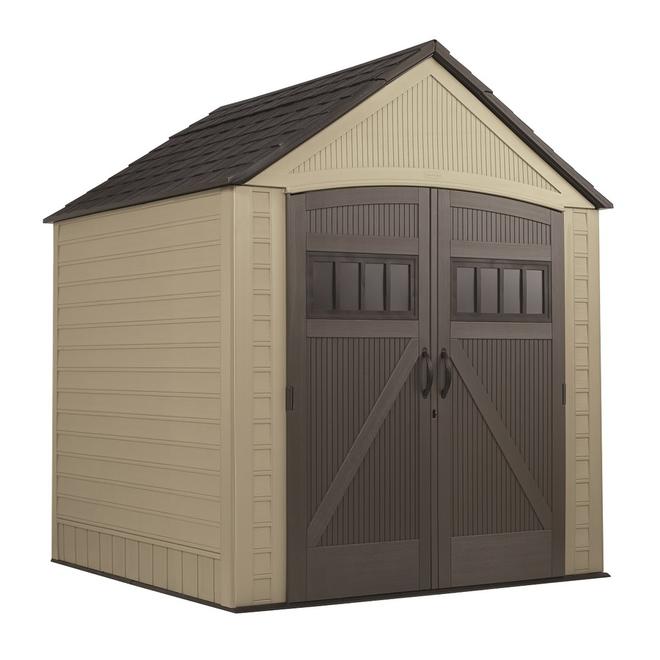 Rubbermaid Roughneck Garden Shed - 7-ft x 7-ft - Tan and Brown