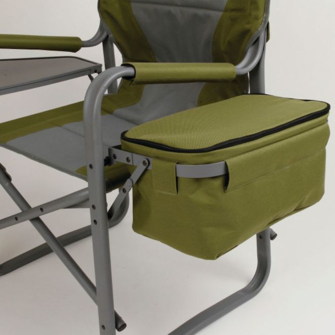 Coleman Large Polyester Camping Chair with Cooler and Side Table- Grey/Green