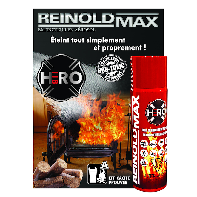 Extincteur d'incendie réutilisable en aérosol ReinoldMax, 500 ml, aluminium, rouge