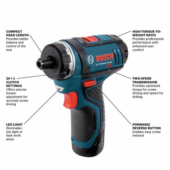 Bosch 12-volt Max Brushless Cordless Impact Driver (2-Batteries Included,  Charger Included and Soft Bag included) in the Impact Drivers department at