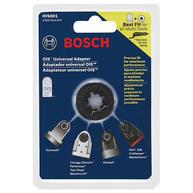 Adaptateur universel pour outil oscillant Bosch, 12 goupilles, différentes  tailles OIS001