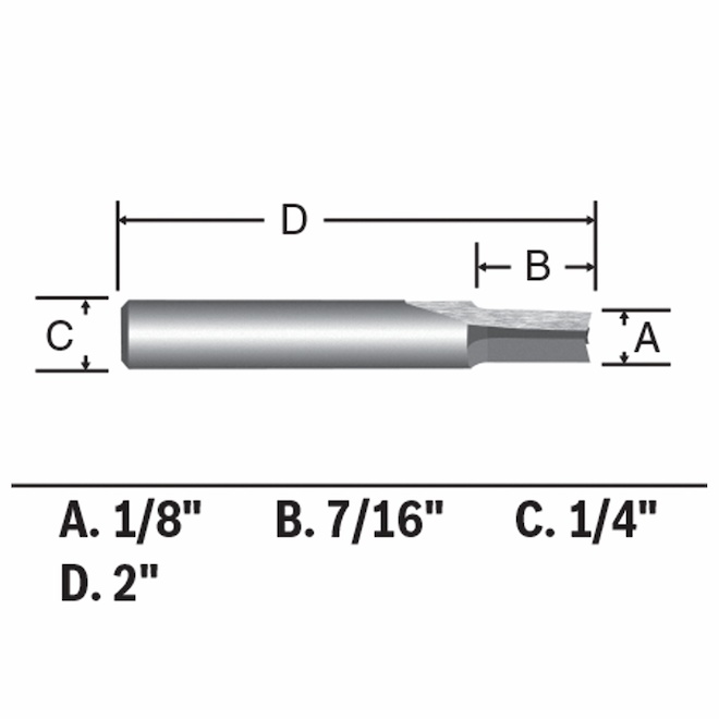 Bosch 1/8-in x 1/2-in Solid Carbide 2-Flute Straight Bit