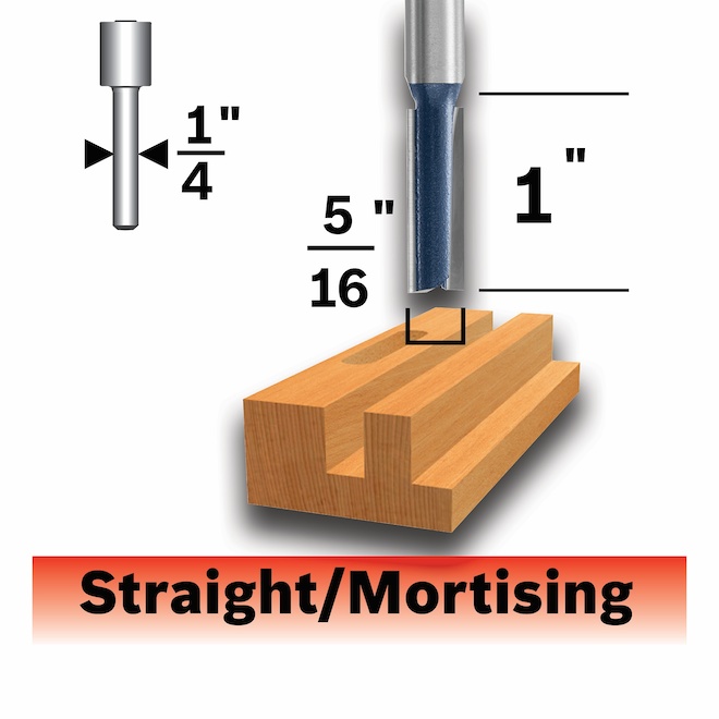 Bosch 5/16-in x 1-in Carbide-Tipped 2-Flute Straight Bit