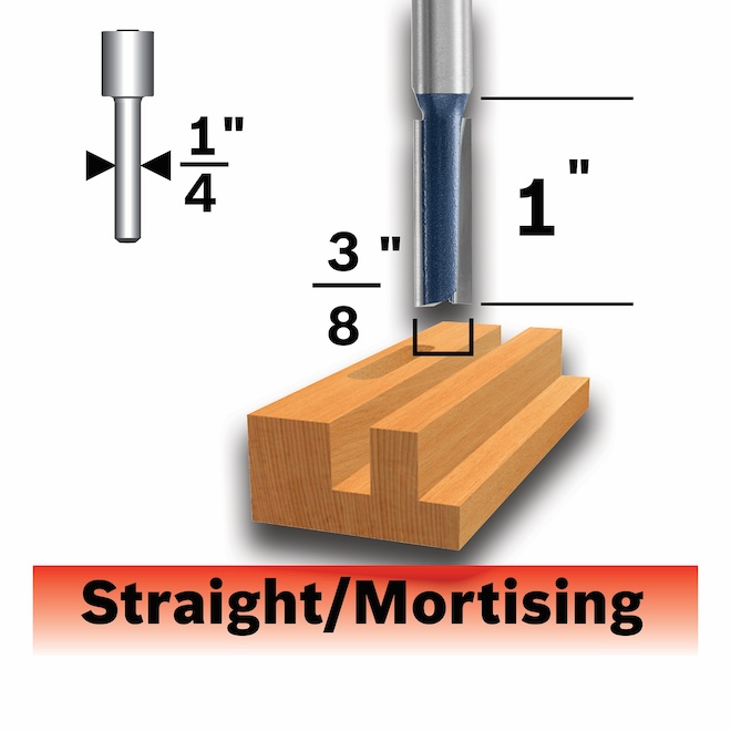 Bosch 3/8-in x 1-in Carbide-Tipped 2-Flute Straight Bit