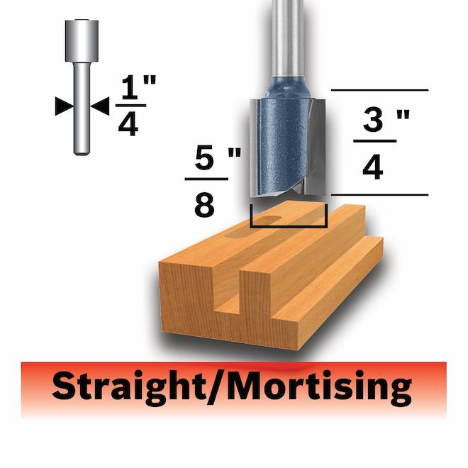 Bosch 5/8-in x 3/4-in Carbide-Tipped 2-Flute Straight Bit