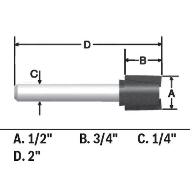 Bosch 1/2-in x 3/4-in Carbide-Tipped Hinge Mortising Bit