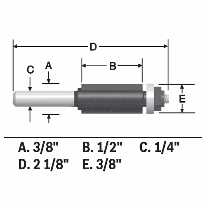 Bosch 3/8-in x 1/2-in Carbide-Tipped 2-Flute Flush Trim Bit