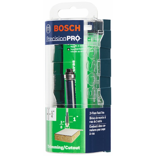 Bosch 3 8 in x 1 in Carbide Tipped 2 Flute Flush Trim Bit 85268MC