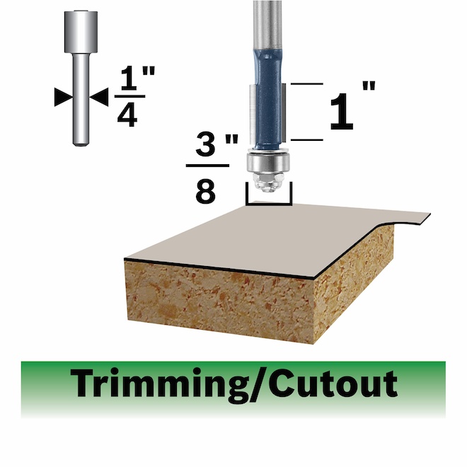 Bosch 3/8-in x 1-in Carbide-Tipped 2-Flute Flush Trim Bit