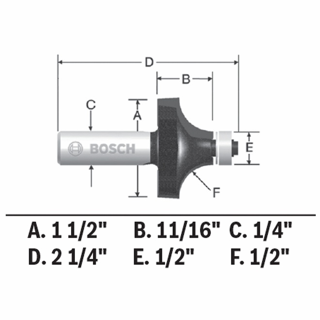 Bosch Mèche ronde au carbure de 1/2 po x 11/16 po