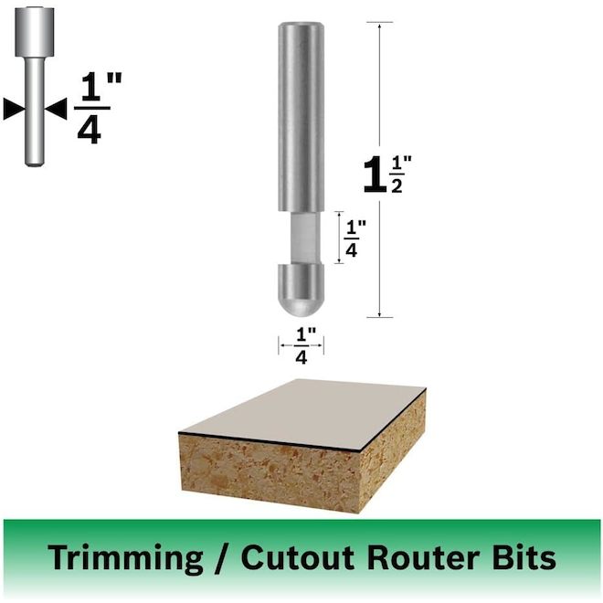 Bosch 1/4-in x 1/4-in Solid Carbide 1-Flute Flush Trim Bit