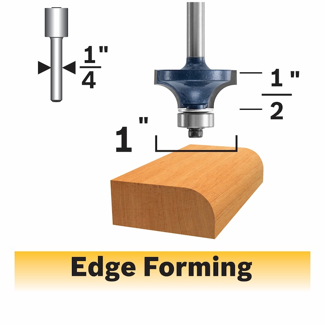 Bosch 1/4-in x 1/2-in Carbide-Tipped Roundover Bit