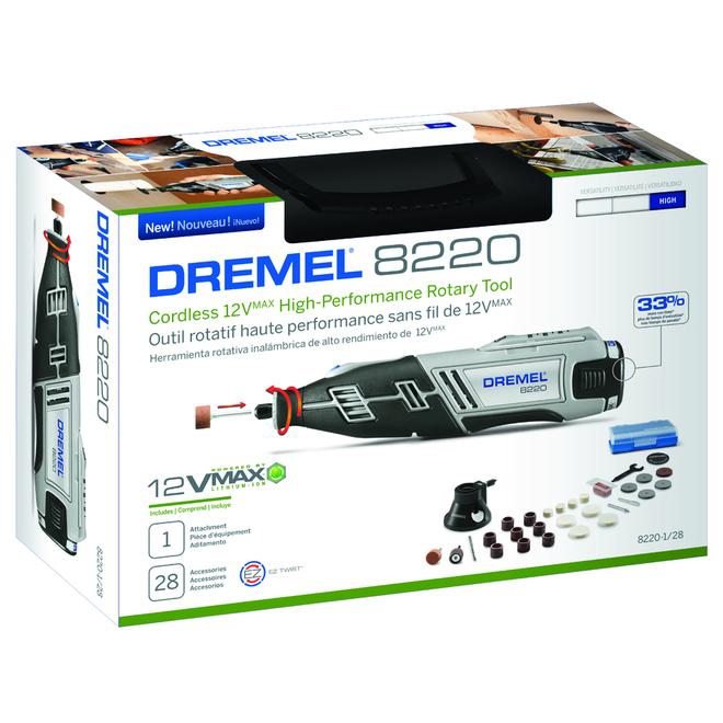 Dremel 8220-1/28 12-Volt Max Cordless Rotary Tool Kit- Engraver, Sander,  and Polisher- Perfect for Cutting, Wood Carving, Engraving, Polishing, and  Detail Sanding- 1 Attachment & 28 Accessories - Power Rotary Tools 
