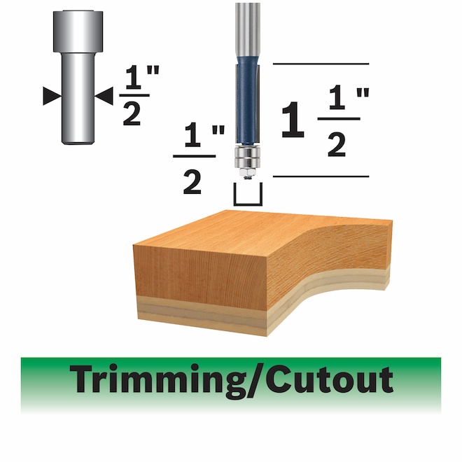 Bosch 1/2-in x 1 1/2-in Carbide-Tipped 2-Flute Templet Trim Bit