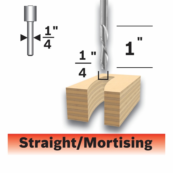 Bosch 1/4-in x 1-in Solid Carbide 2-Flute Downcut Spiral Bit