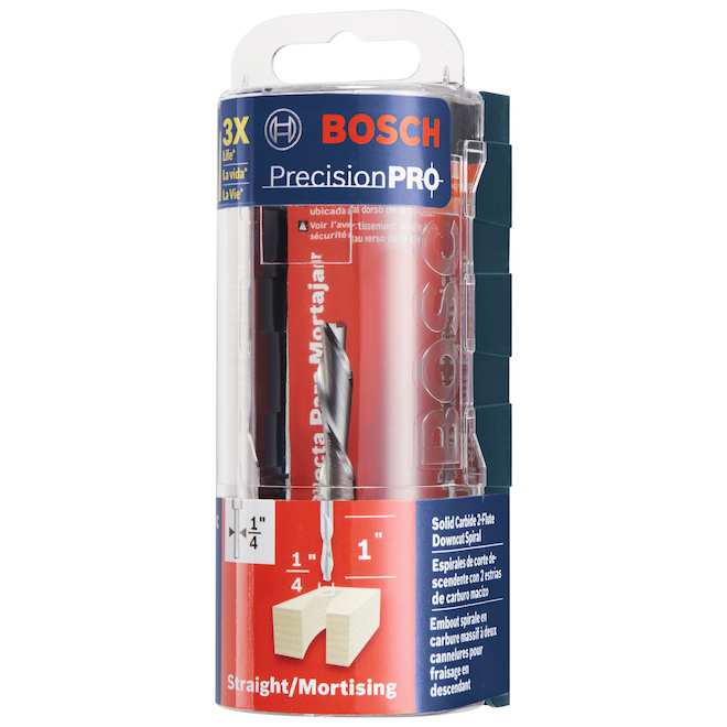 Bosch 1/4-in x 1-in Solid Carbide 2-Flute Downcut Spiral Bit