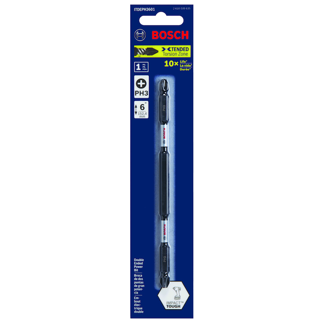 Bosch Impact Tough 6-in 1/4-in Hex #3 Screwdriver Bit