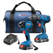 Bosch 2-Tool Combo Kit with Batteries and Charger - Built-In LED Light - Variable Speed - Cordless