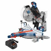 Bosch 18-V 8 AH 12-in Brushless Mitre Saw with Battery Charger and Accessories Included