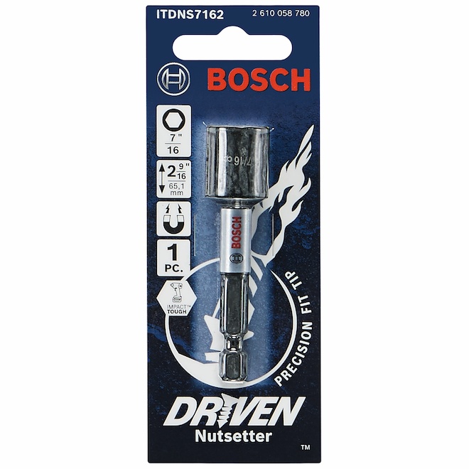 Bosch Magnetic Steel Impact Nutsetter Bit - 7/16 x 2-9/16-in