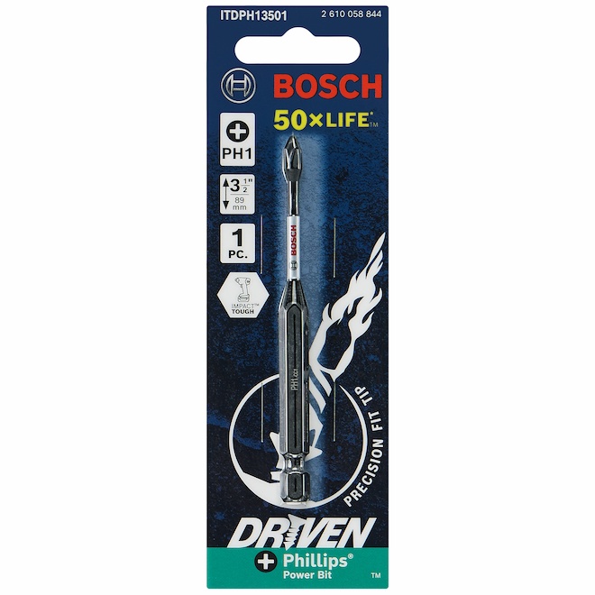 Bosch Phillips #1 Head Hex Shank Impact Screwdriver Bit - 3.5-in