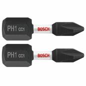 Bosch Steel Impact Screwdriver Phillips #1 1-in Bits - Hex Shank - 2 Pieces