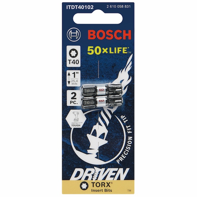 Bosch Steel T40 Torx 1-in Impact Driver 2-BIt Set - Hex Shank
