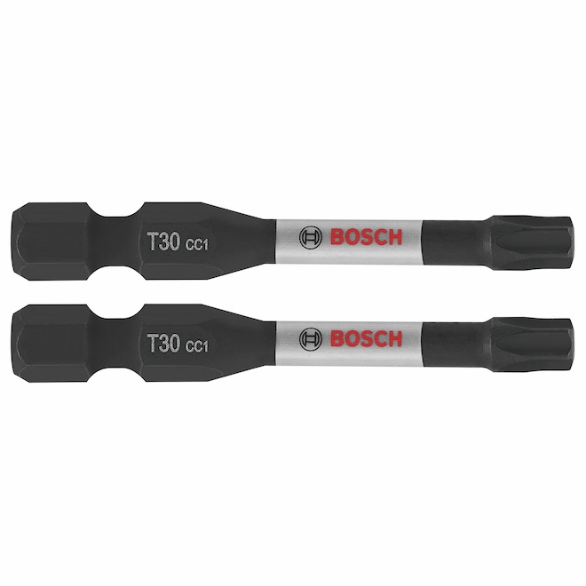 Jeu de 2 embouts Torx nº 30 en acier 2 po pour perceuse-visseuse à chocs Bosch, tige hexagonale