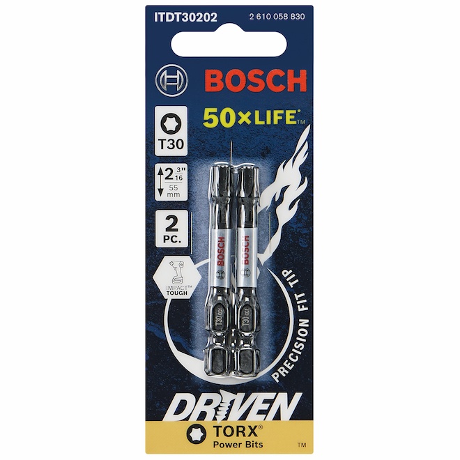 Bosch Impact Drill/Driver 2-in Steel Torx #30 2-Bit Set - Hex Shank