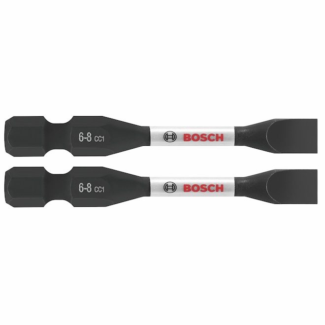 Bosch Impact Rotative Tools 2-in Steel #6-#8 Flat Blade Screwdriver Bits - Hex Shank - 2 PCS