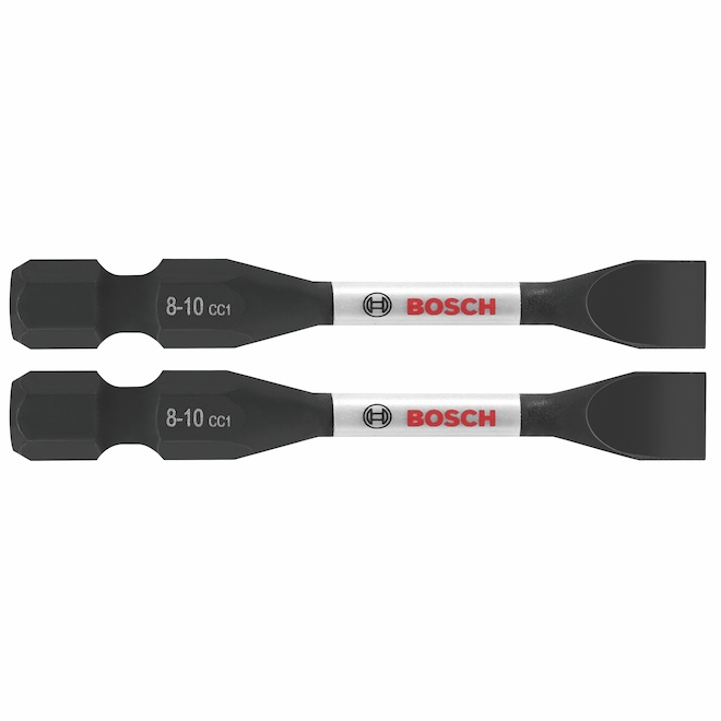 Bosch Impact Rotative Tools 2-in Steel #8-#10 Flat Blade Screwdriver Bits - Hex Shank - 2 PCS