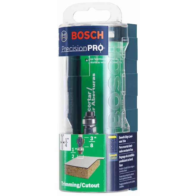 Bosch Carbide-Tipped Smooth-Edge Laminate Trim Router Bit 1/2-in x