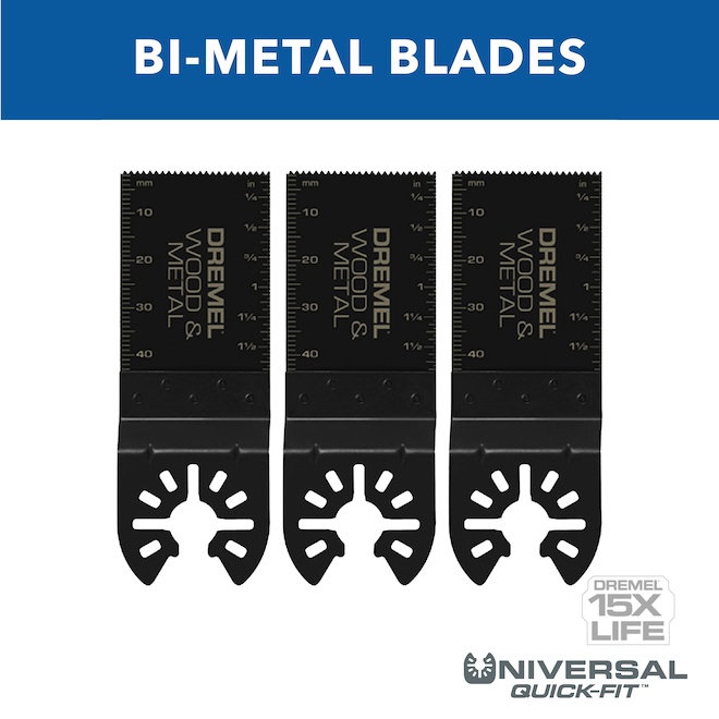 Dremel Multi-Max Wood and Metal Flush Cutting Oscillating Blade Bi-metal 1 1/4-in 3/pk