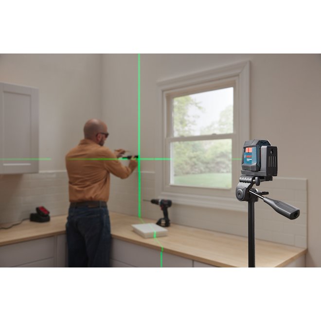 Bosch VisiMax Self-Leveling Cross-Line Laser with Support Green Beam 50-ft