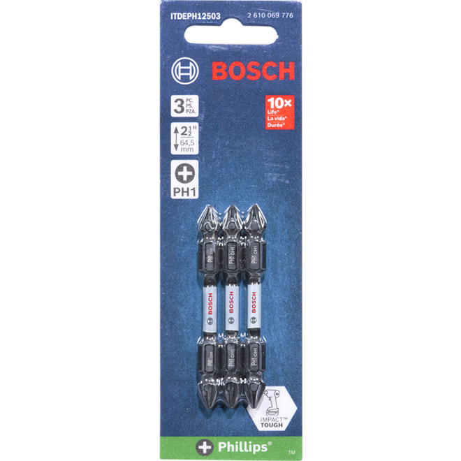 Bosch Impact Tough 3-Pack #1 2.5-in Hex Double Ended Driver Bits