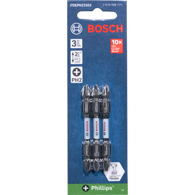 Bosch Impact Tough 3-Pack #2 2.5-in Hex Double Ended Driver Bits