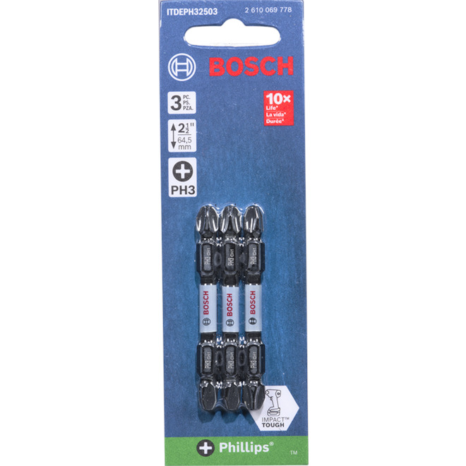 Bosch Impact Tough 3-Pack #3 2.5-in Hex Double Ended Driver Bits