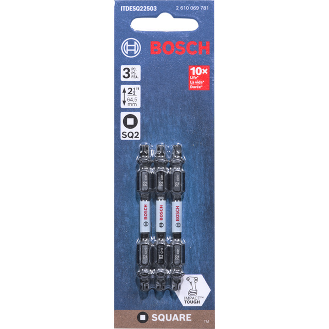 Bosch Impact Tough 3-Pack #2 2.5-in Square Double Ended Driver Bits