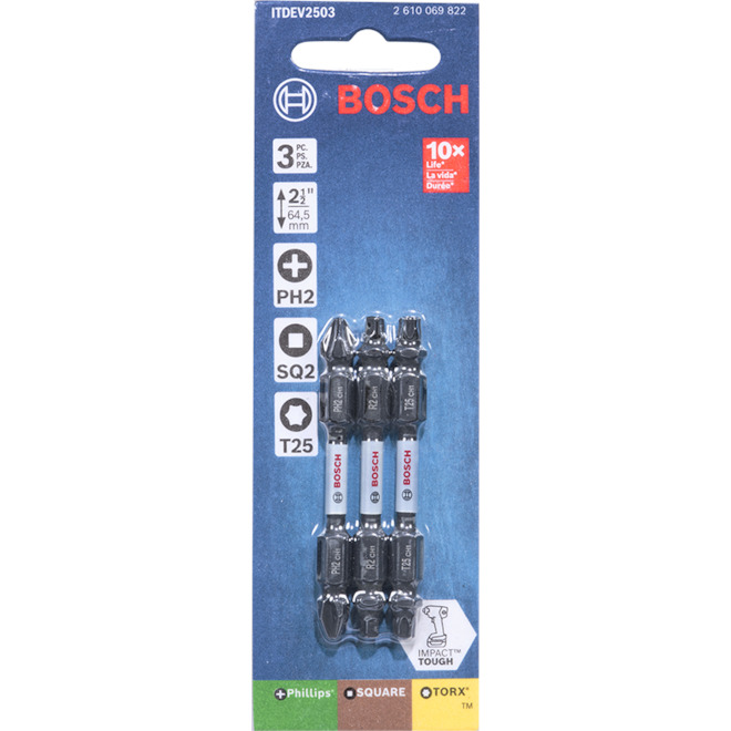 Bosch Impact Tough 3-Pack Mixed 2.5-in Double Ended Driver Bits