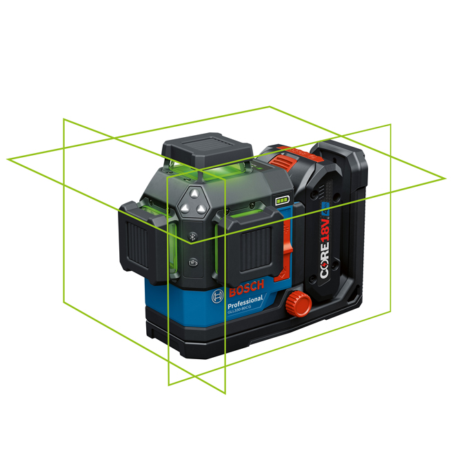 Bosch 18V 360-Degree IP65 Cross-Line Self-Level Three-Plane Laser - Green Beam