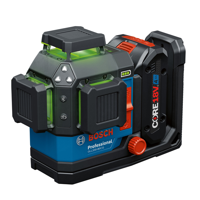 Bosch 18V 360-Degree IP65 Cross-Line Self-Level Three-Plane Laser - Green Beam