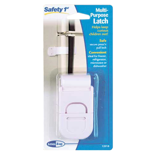 Dispositif de sécurité pour appareils ménagers Safety 1st, blanc, plastique, verrou style poussez et tirez