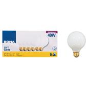 Incandescent Spherical Bulb - G25/40W - 6/Pack - White