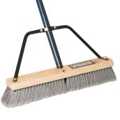 Rona Push Broom with Brace Support - Indoor/Outdoor Use - PVC Fibre Bristles - 24-in W Head x 54-in L Handle